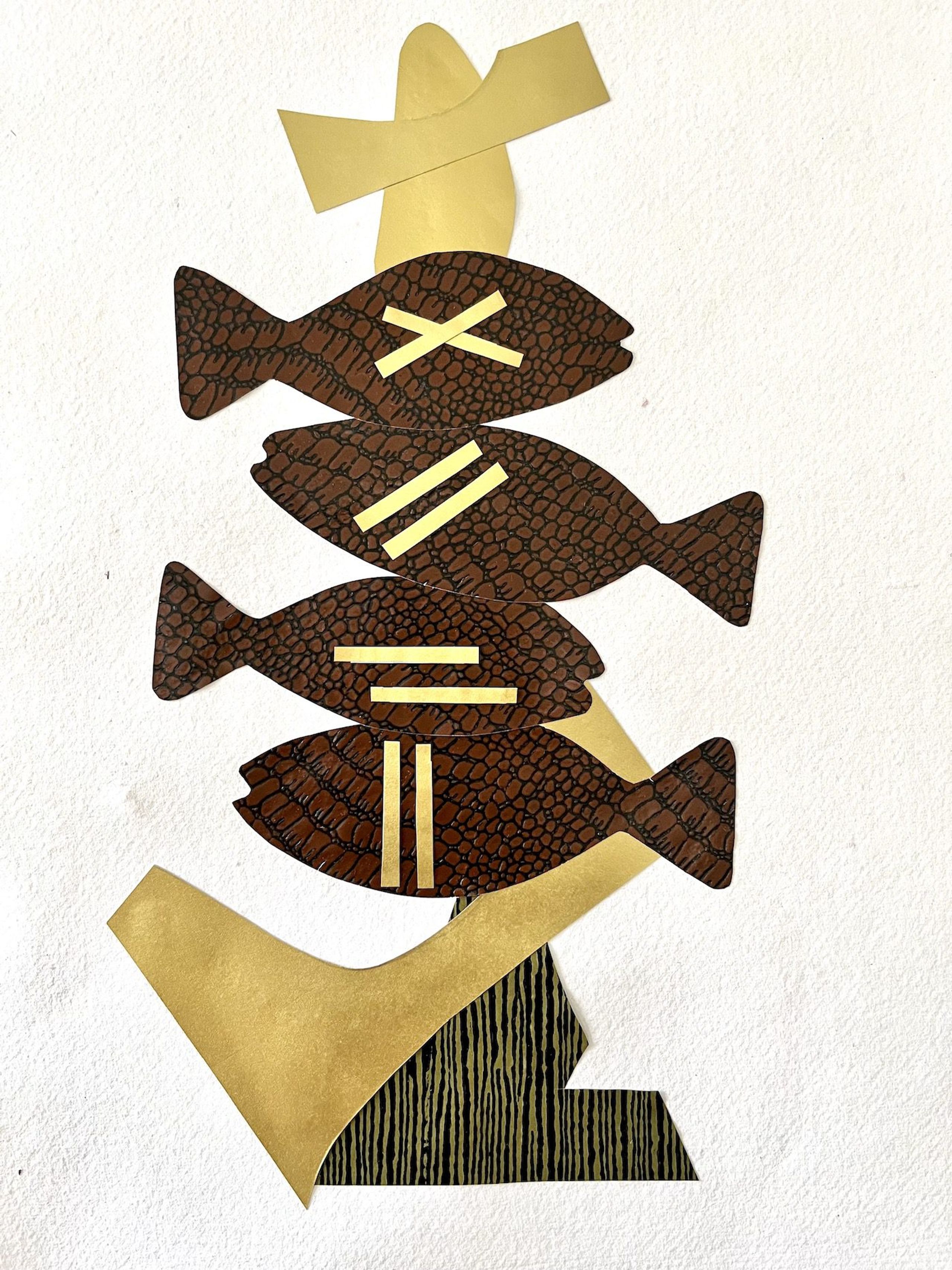 Maliza Kiasuwa, Talisman 2, 202316.5 x 12.5 in. Collage on paper. Courtesy of the artist and Morton Fine Art.
