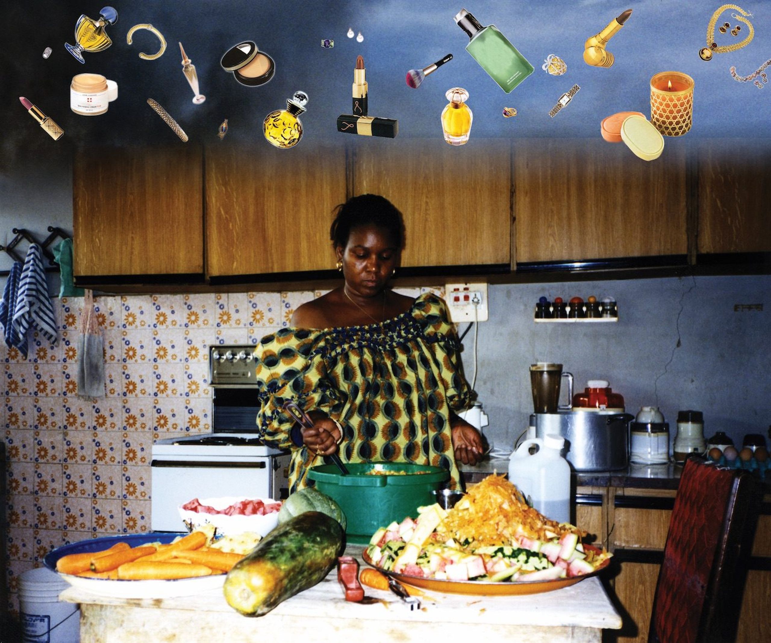Fatimah Tuggar, Day Dream, 1998, Computer Montage (inkjet on vinyl), 58 x 48 inches ; Courtesy BintaZarah Studios © Fatimah Tuggard. Her work is part of the exhibition "Beyond what we see" at Les Abattoirs in Toulouse, France running through 12 September 2021.