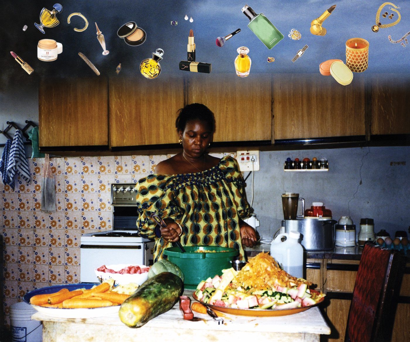 Fatimah Tuggar, Day Dream, 1998, Computer Montage (inkjet on vinyl), 58 x 48 inches ; Courtesy BintaZarah Studios © Fatimah Tuggard. Her work is part of the exhibition "Beyond what we see" at Les Abattoirs in Toulouse, France running through 12 September 2021.