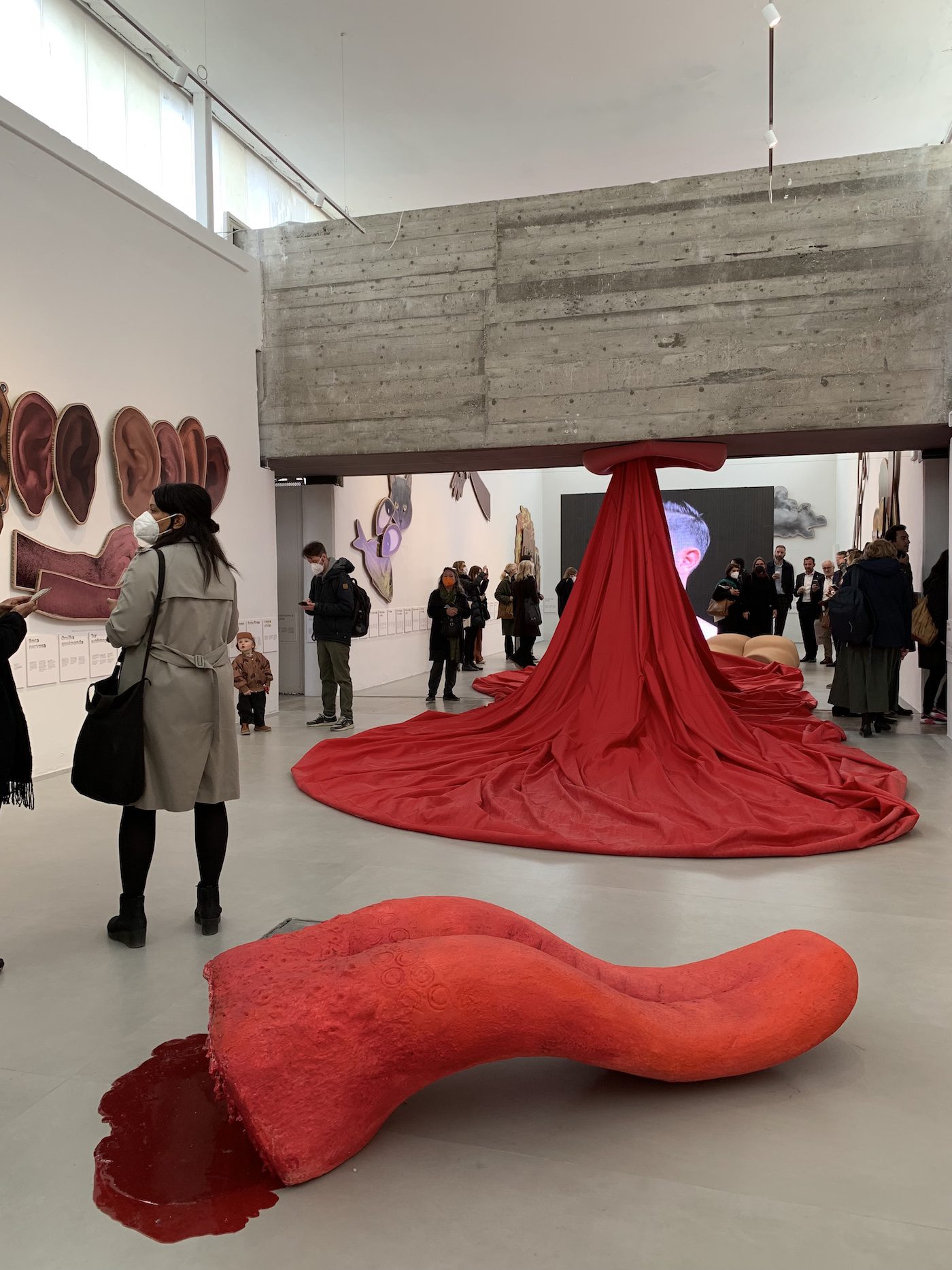 Jonathas de Andrade, With the heart coming out of the mouth at the, 2022. Installation view of the Brazilian Pavilion. Photo: C&amp;