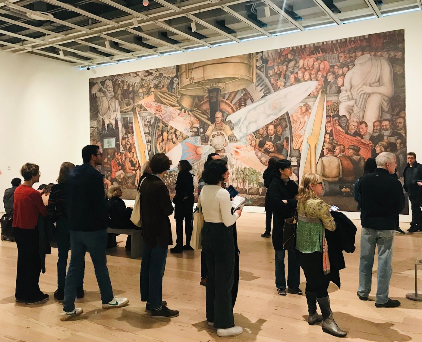Whitney Museum with Diego Rivera's mural, Man and the Crossroad, 1934.
