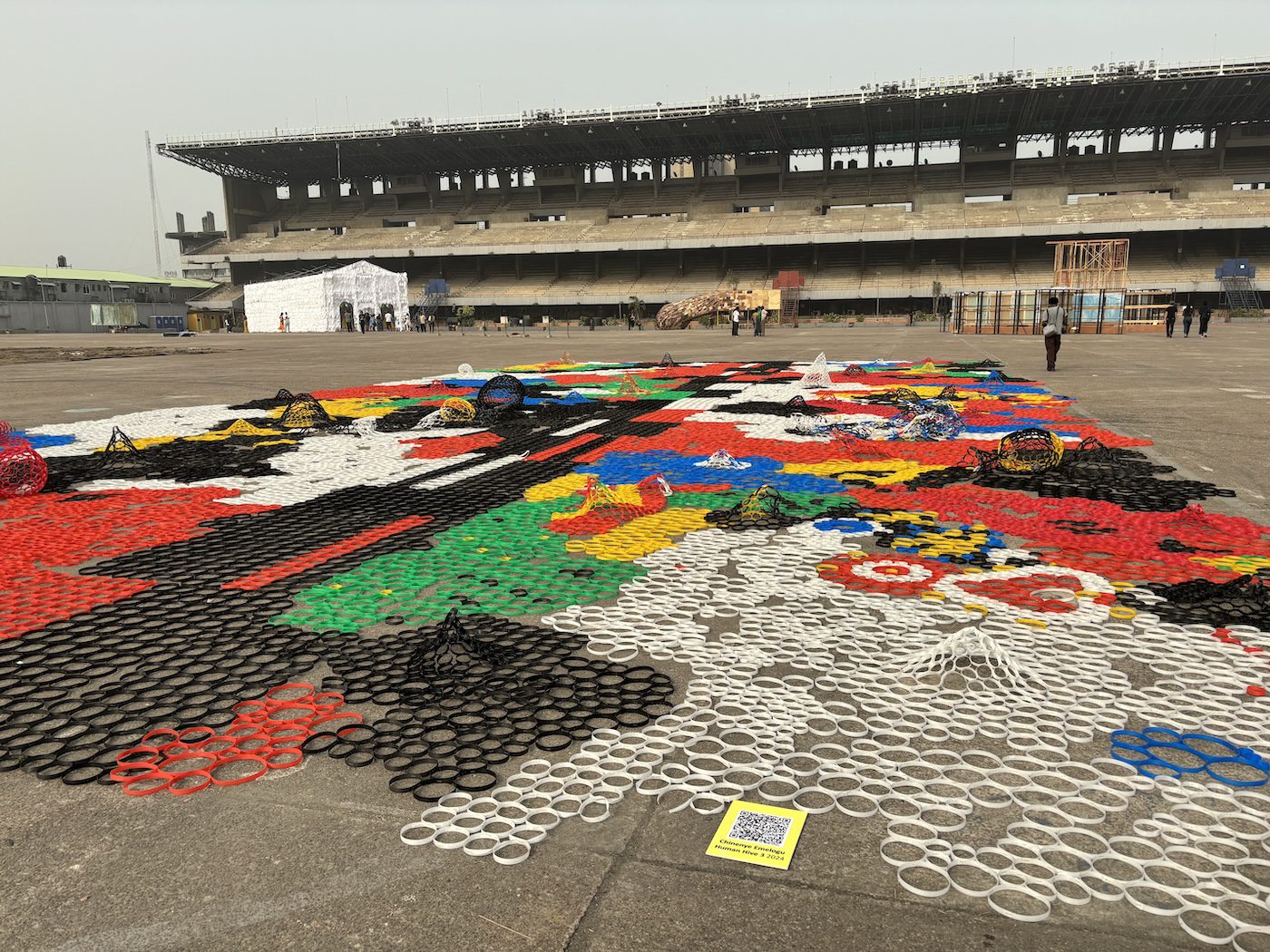 Chinenye Emelogu, Human Hive 3, 2024. Installation view of Lagos Biennale 2024 at Tafawa Balewa Square. Photo: Sinazo Chiya
