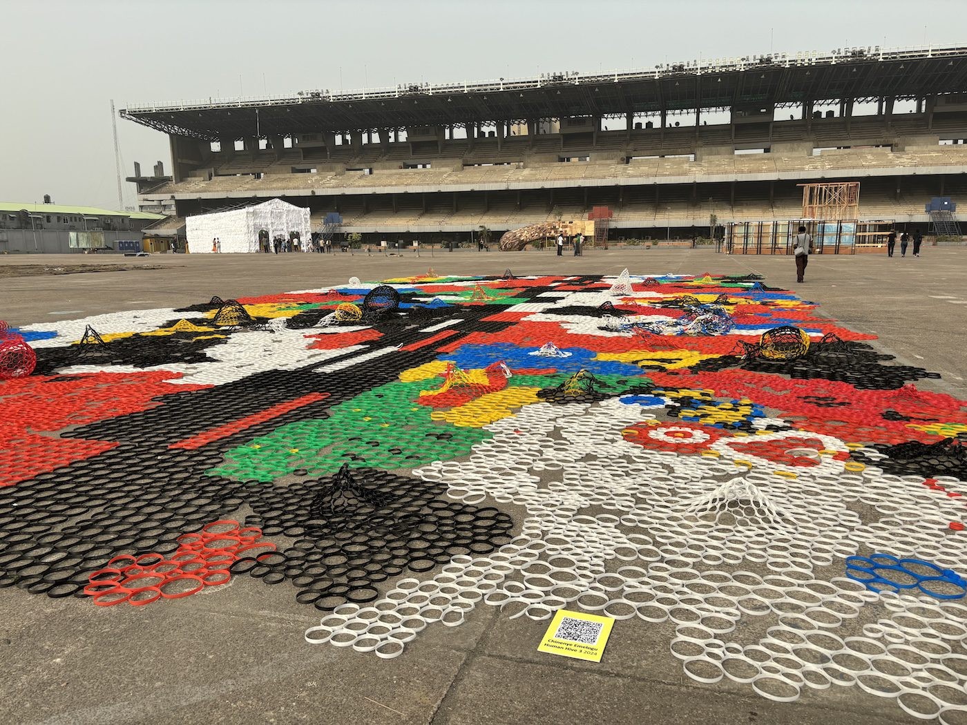 Chinenye Emelogu, Human Hive 3, 2024. Installation view of Lagos Biennale 2024 at Tafawa Balewa Square. Photo: Sinazo Chiya