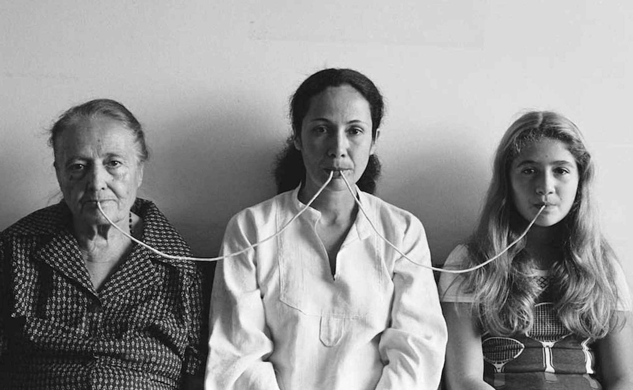 Anna Maria Maiolino, Por um Fio, from the Fotopoemaçao series, 1976, courtesy of The Museum of Contemporary Art, Los Angeles, photo by Regina Vater.