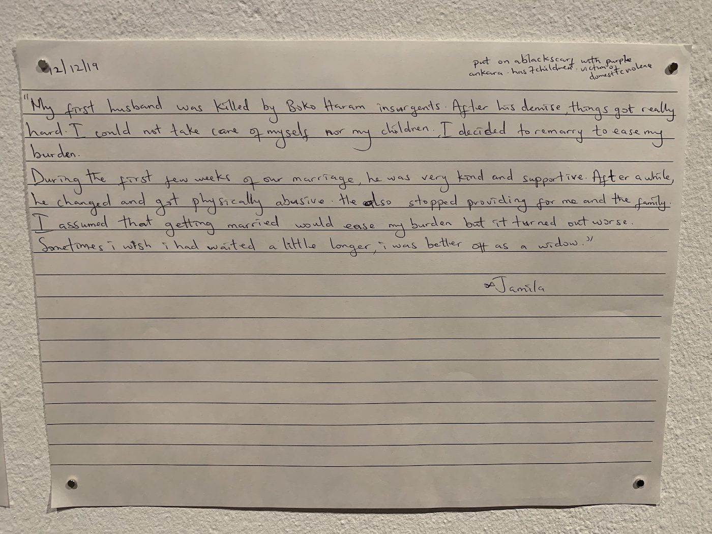 Etinosa Yvonne, From the project “Its all in my head”, 2019-20. Installation View at 12th Berlin Biennale, KW Institute for Contemporary Art. Photo: C&amp;