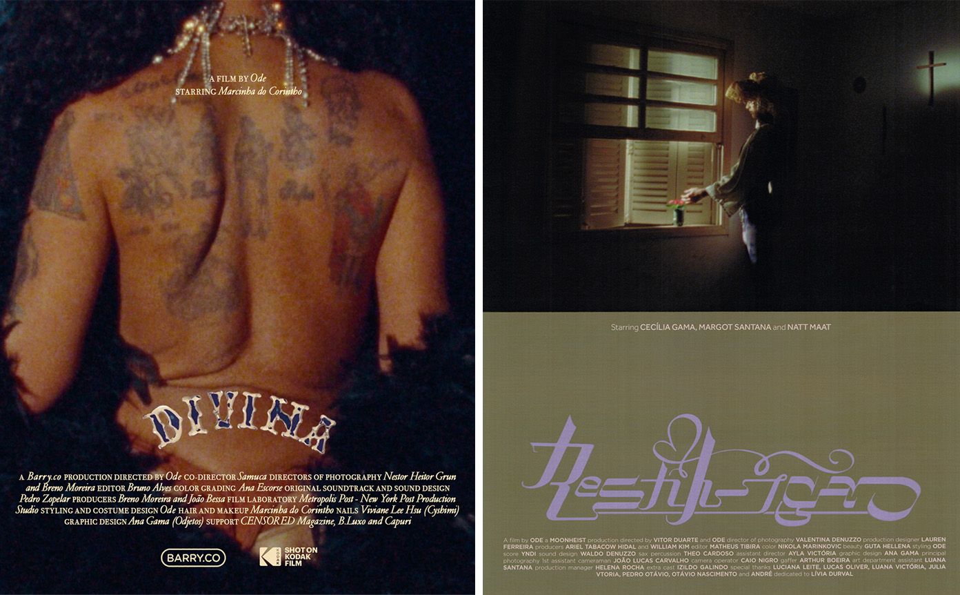 Left: Divina (Divine). Promotional Material. Right: Restituição (Restitution). Promotional Material.