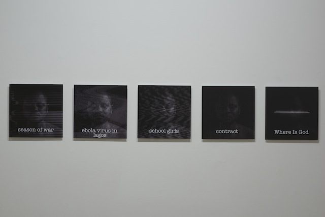 Abraham Oghobase, Signs of the Times, 2015, Installation shots from The View From Here attached. Copyright Sylvain Deleu