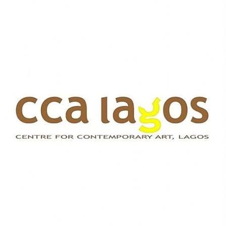 Logo for Centre for Contemporary Art, Lagos, featuring brown text "cca la os" with a stylized yellow "g" character.