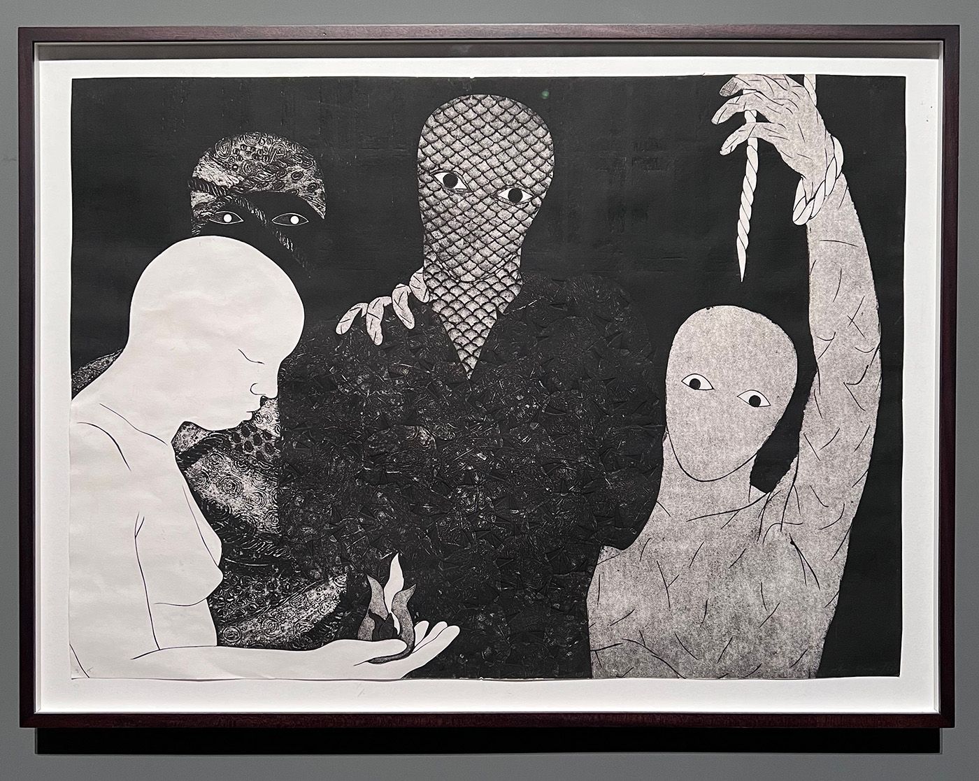 Belkis Ayón (1967-1999), Installation view at the 59th Venice Biennale, Sin título (La soga y el fuego)/ Untitled (The rope and the fire), collography on paper, 1996. Photo: Contemporary And América Latina, Eduardo Nasi. Courtesy of The Belkis Ayón Estate.