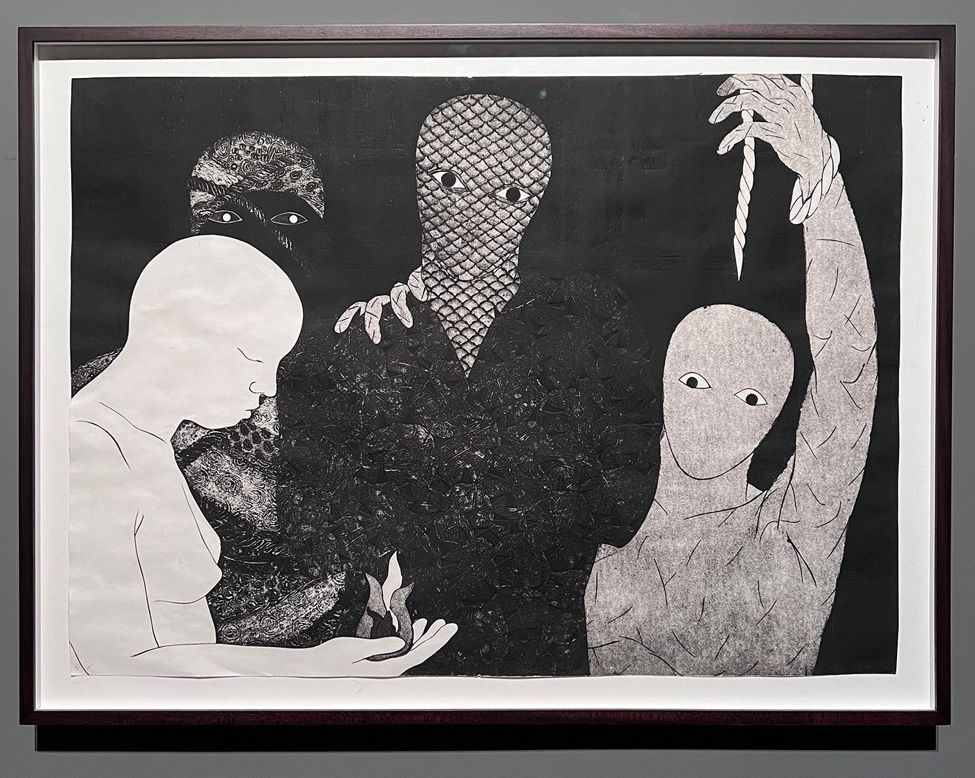 Belkis Ayón (1967-1999), Installation view at the 59th Venice Biennale, Sin título (La soga y el fuego)/ Untitled (The rope and the fire), collography on paper, 1996. Photo: Contemporary And América Latina, Eduardo Nasi. Courtesy of The Belkis Ayón Estate.