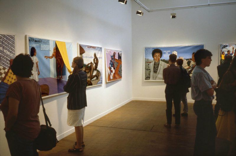 Works by Chéri Samba (Democratic Republic of the Congo) at the Grande Halle, Parc de la Villette, Paris 1989 © Centre Pompidou, Bibliothèque Kandinsky
