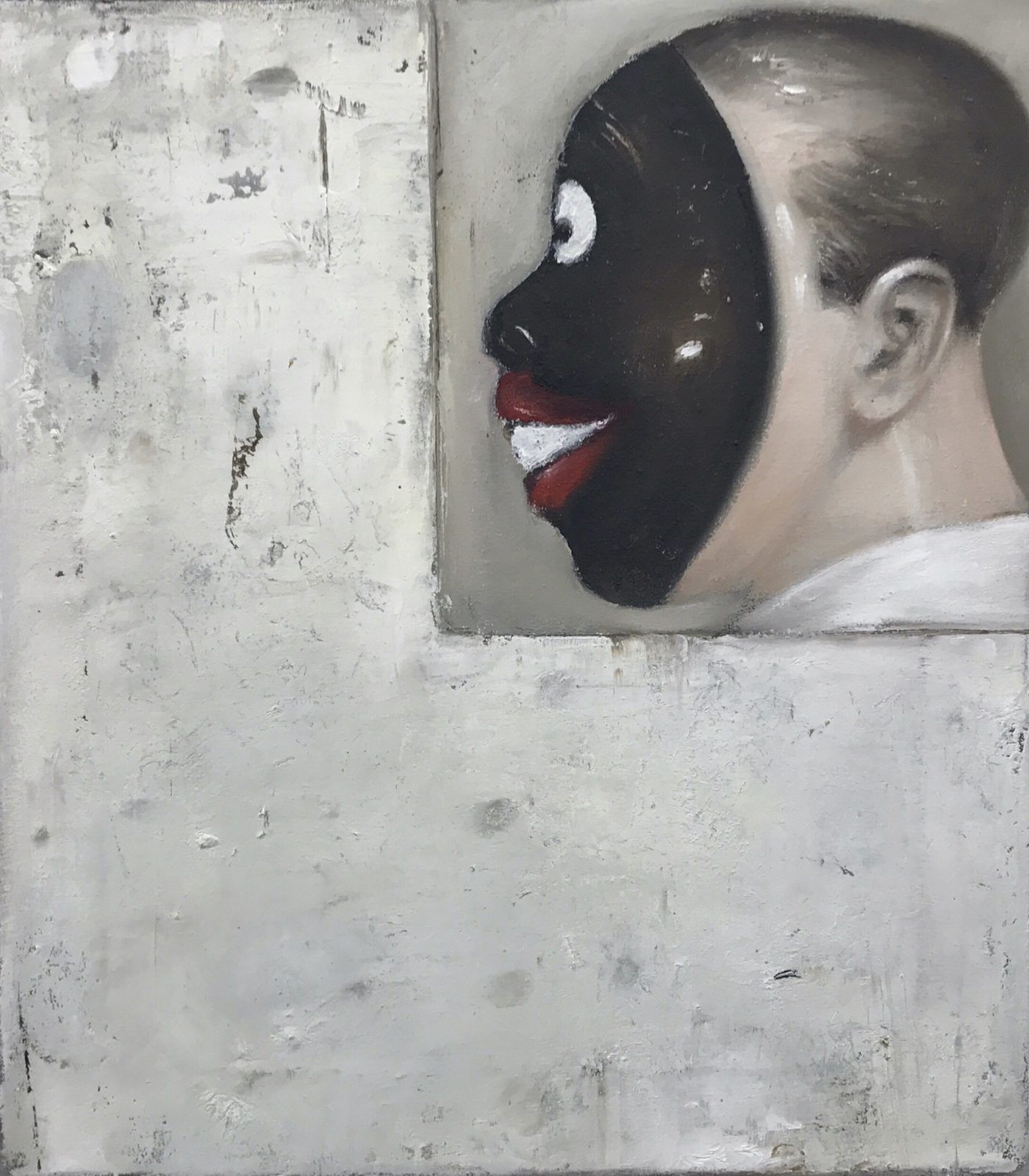 Ransome Stanley, Mask, 2018. Oil on canvas, 46 x 40 cm. Courtesy of the artist and Artco Galerie Herzogenrath