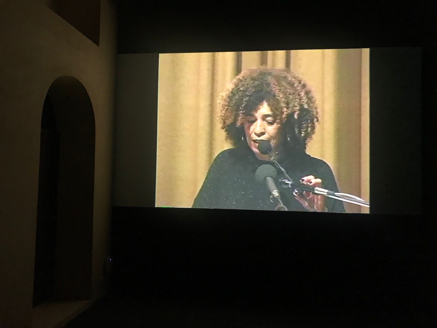 Manthia Diawara, Angela Davis: A World of Greater Freedom, 2023. Installation view at Sharjah Biennial 15. Photo: C&.