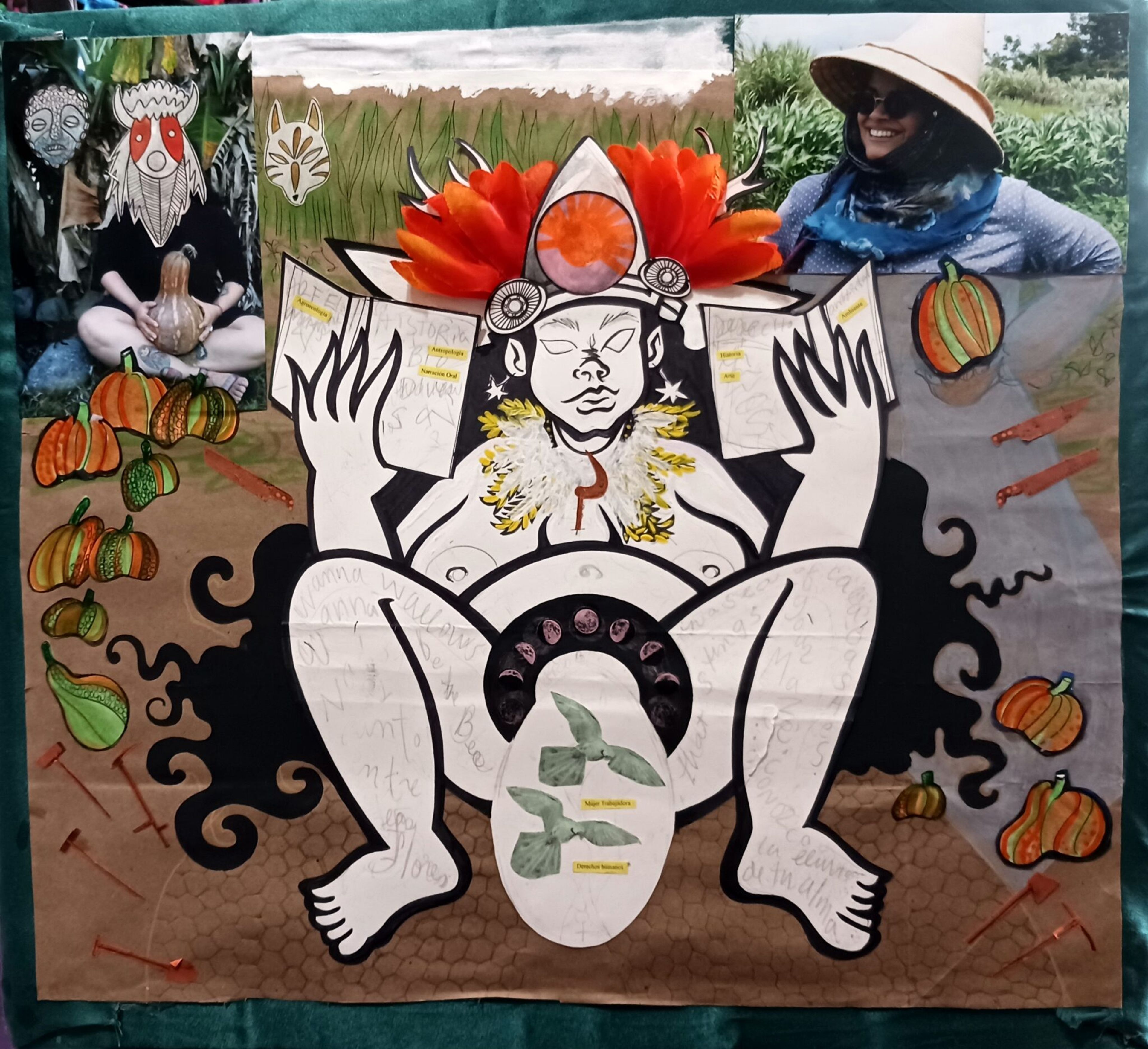 Gabriela Ajlesha, detalle de "Mito IV: Hábito de bosque 2018," 2023, Pintura, medio mixto, 17” x 18”. Cortesía de Casa Silvana.