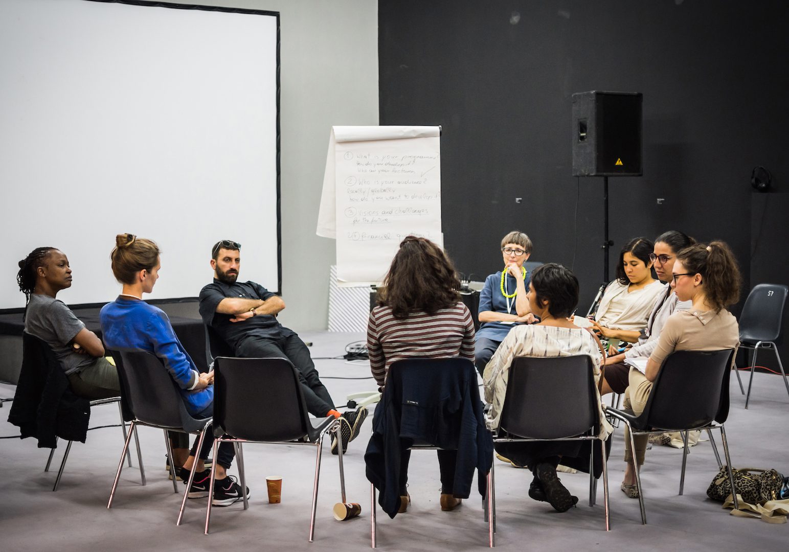 International Summer Academy Salzburg: Global Academy, Künstlerhaus Salzburg. Hildegund Amanshauser, Ahmet Öğüt, Koyo Kouoh, Diana Campbell Betancourt and Participants. Courtesy of the International Summer Academy Salzburg: