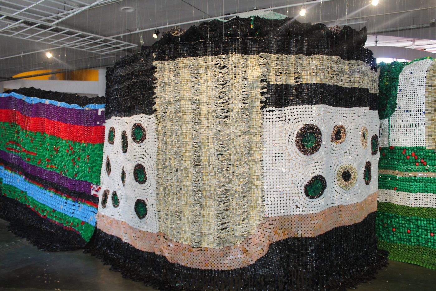 Work by Moffat Takadiwa. Installation view at Ciccillo Matarazzo Pavilion, Fundação Bienal de São Paulo . Images by Cristian Baena / Contemporary And (C&).