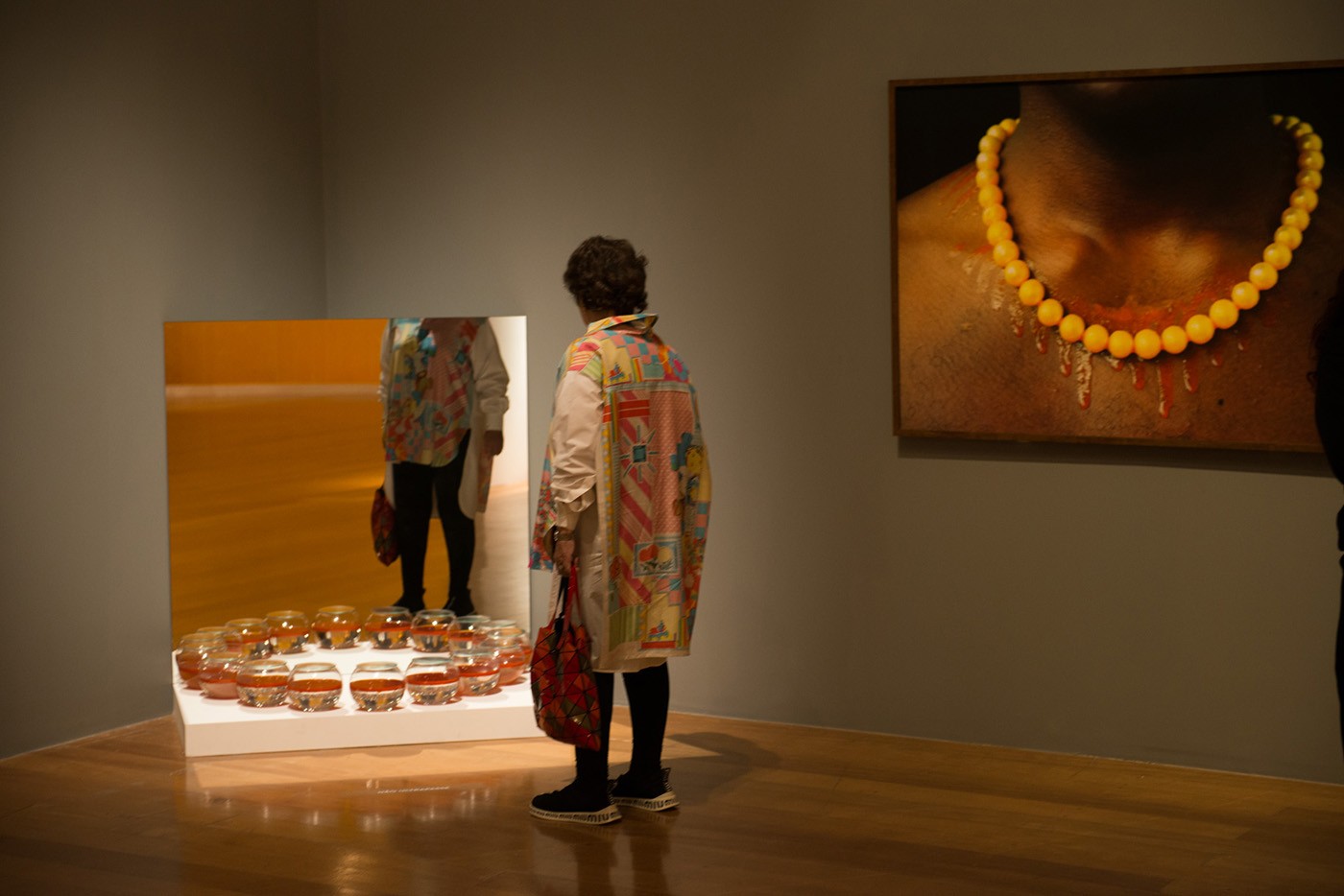 Ayrson Heráclito, Barrueco III, 2003, glass, water, salt, palm oil and crystal mirror, Courtesy of Portas Vilaseca Galeria, Rio de Janeiro, RJ. Photo: Levi Fanan/Pinacoteca de São Paulo