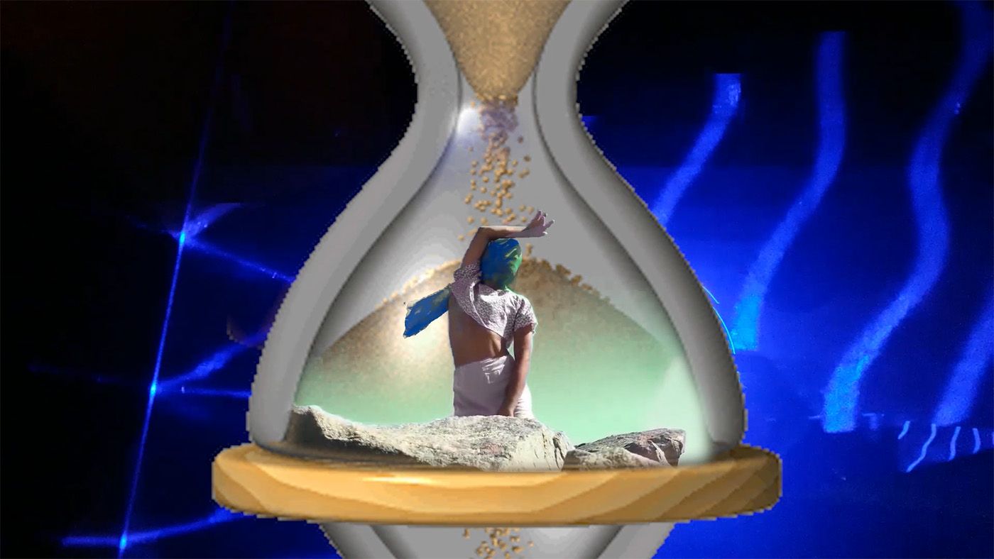 Still from Vidros do Tempo (2021). biarritzzz, with performance by Akwa Ra Mon (AKA Mother Lyly Soraya of The Kiki House Of Soraya), audio capture and sound design by Anti Ribeiro.