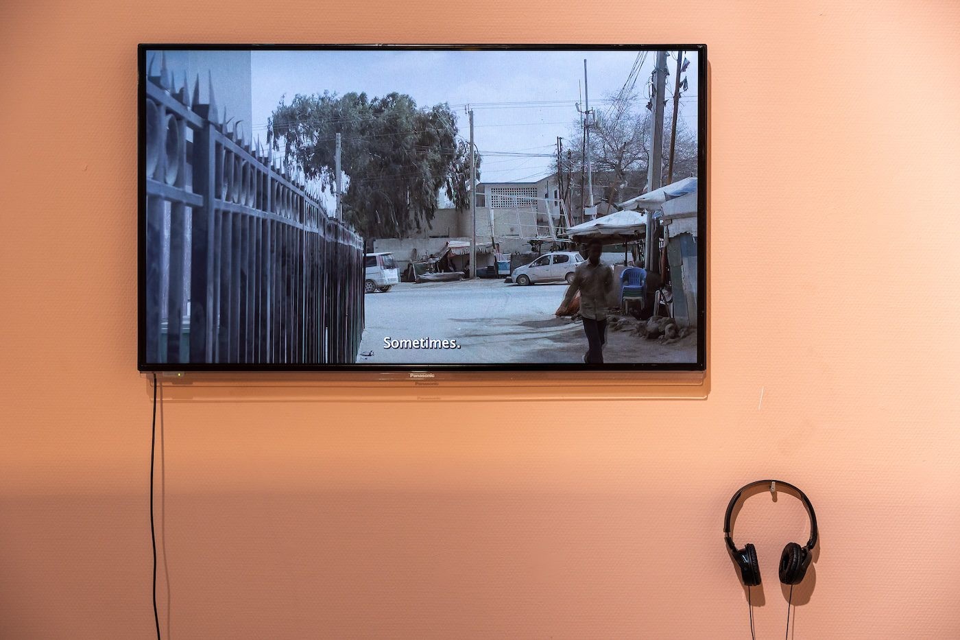 Installation view of Ruun (2024) by Salman Dirir from the exhibition The Anarchist Citizenship- People Made of Stories (2024) at Framer Framed, Amsterdam. Photo: Maarten Nauw. Courtesy of Framer Framed.