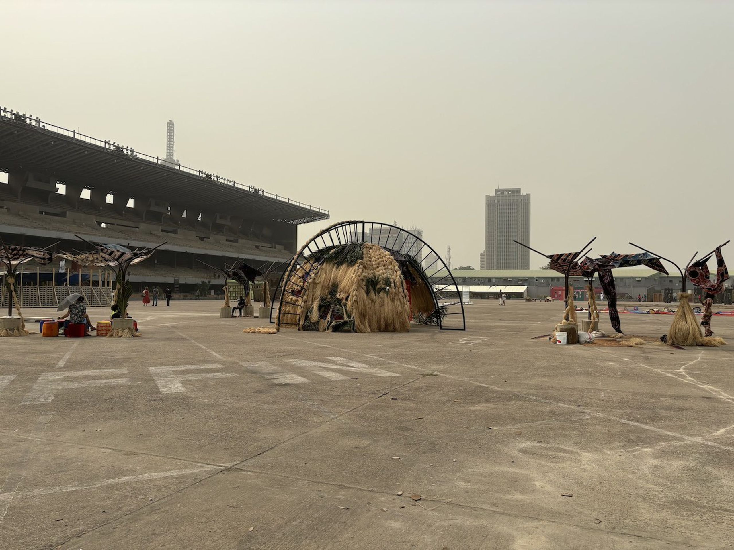 XTRÆNCESTRAL( Kukily Afrofeminist Arts Collective (curator), Julia Cohen Ribeiro; Florencia Victoria Gomes; Lina Lasso; Colleen Ndemeh Fitzgerald; Jasmin Sánchez) XTRÆNCESTRAL, 2019 – ongoing. Installation view of Lagos Biennale 2024 at Tafawa Balewa Square. Photo: Sinazo Chiya