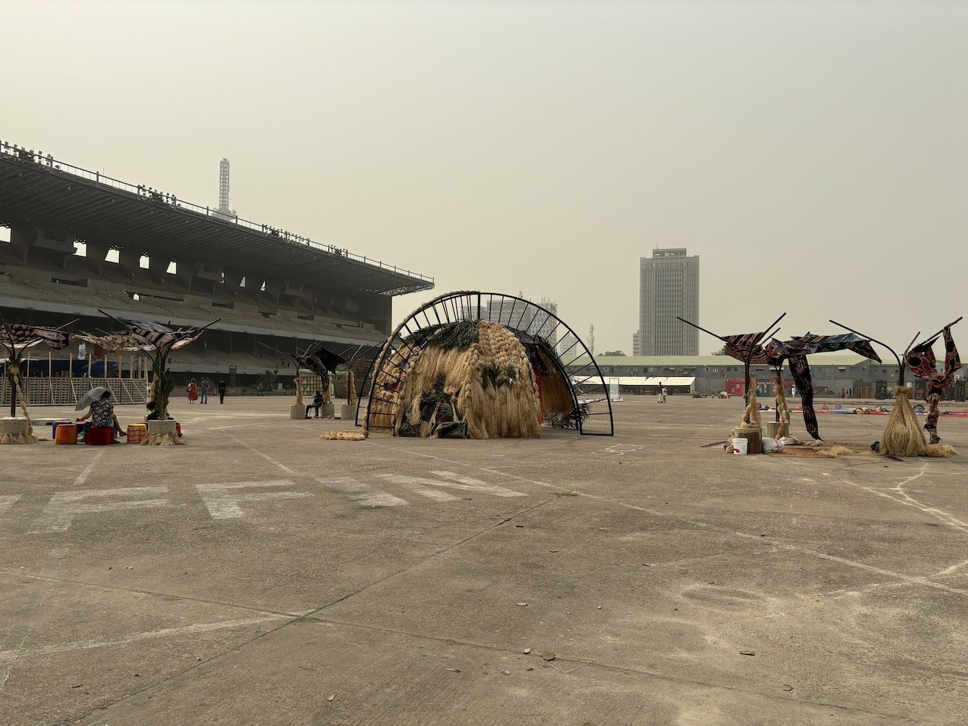 XTRÆNCESTRAL( Kukily Afrofeminist Arts Collective (curator), Julia Cohen Ribeiro; Florencia Victoria Gomes; Lina Lasso; Colleen Ndemeh Fitzgerald; Jasmin Sánchez) XTRÆNCESTRAL, 2019 – ongoing. Installation view of Lagos Biennale 2024 at Tafawa Balewa Square. Photo: Sinazo Chiya
