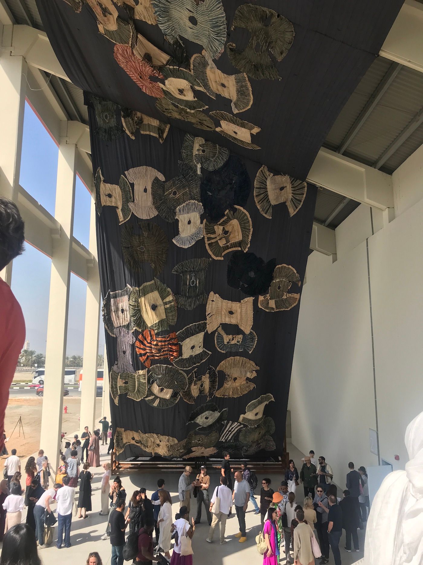 Ibrahim Mahama. Installation view at Sharjah Biennial 15. Photo: C&amp;.