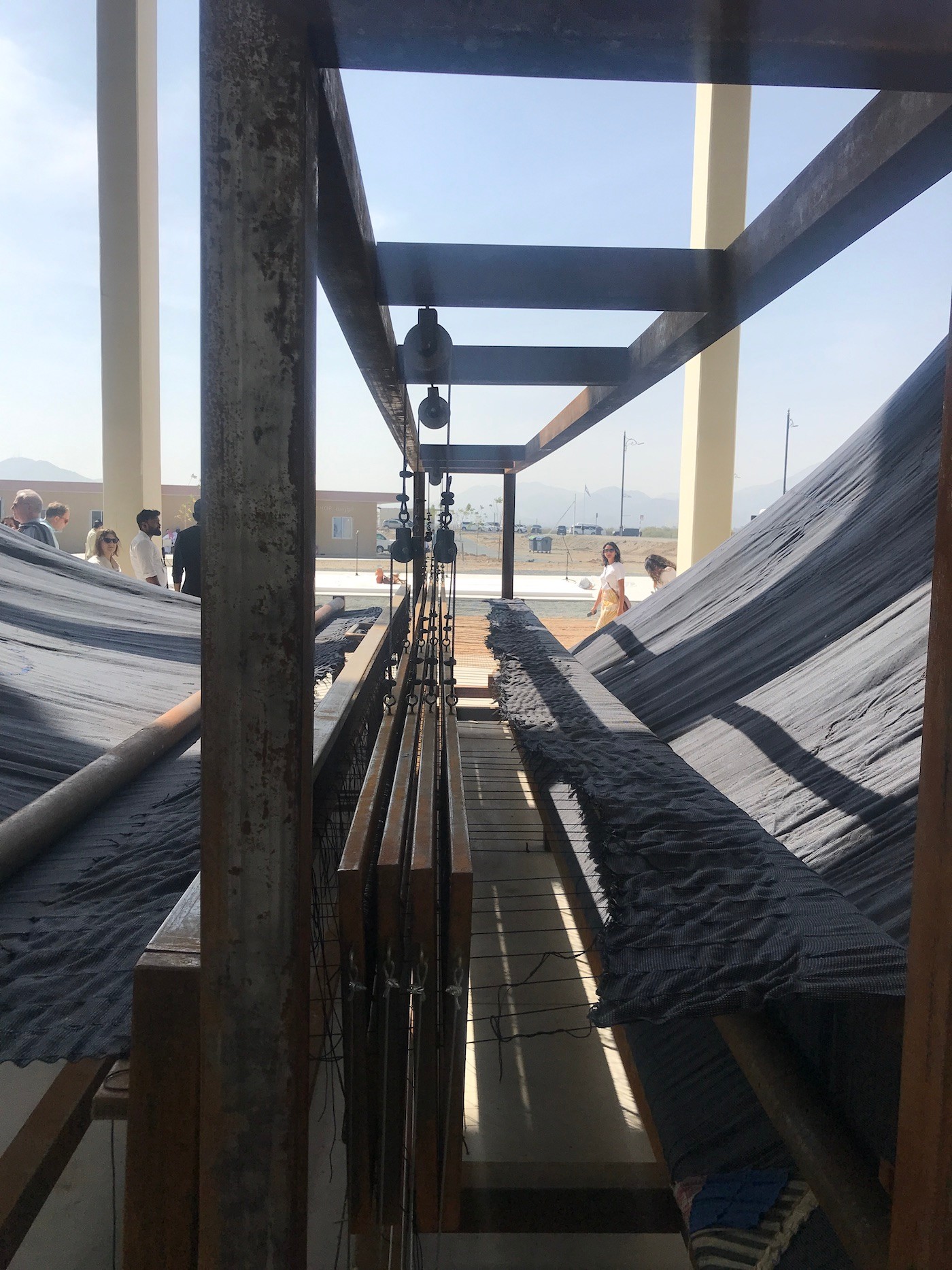 Ibrahim Mahama. Installation view at Sharjah Biennial 15. Photo: C&.