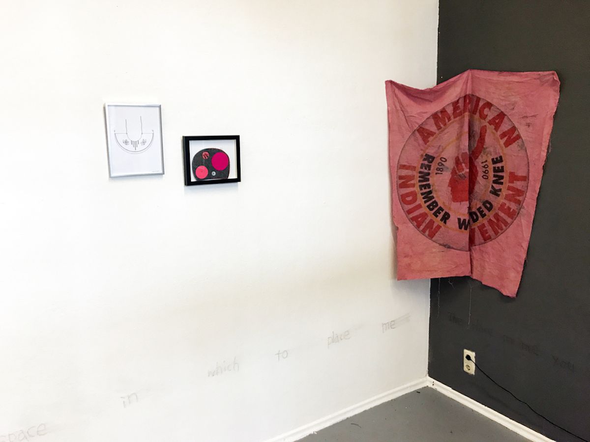 Works by Jeneen Frei Njootli (left) and Charlene Vickers (right) at Wood Land School’s Project for documenta 14’s Under the Mango Tree.