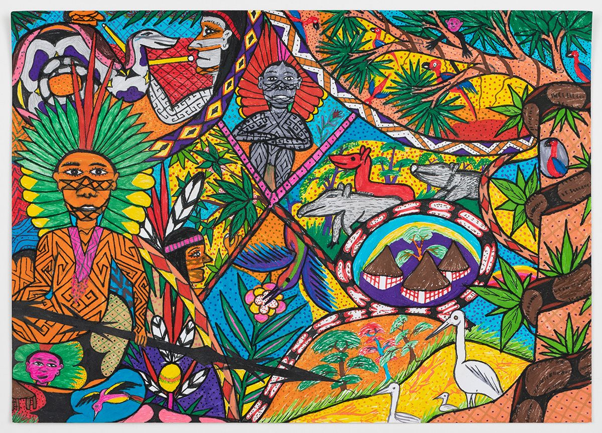 Ibã Huni Kuin, Maná Huni Kuin, MAHKU, Untitled, circa 2017-19. Hydrographic pen on paper, 29.70 x 42 cm. São Paulo Museum of Art Assis Chateaubriand, artists’ donation, 2019. Photo: Eduardo Ortega