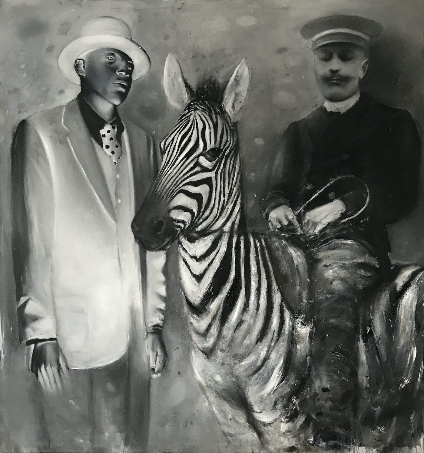 Ransome Stanley, Still Riding The Zebra, 2019. Oil on canvas, 200 x 190 cm. Courtesy of the artist and Artco Galerie Herzogenrath
