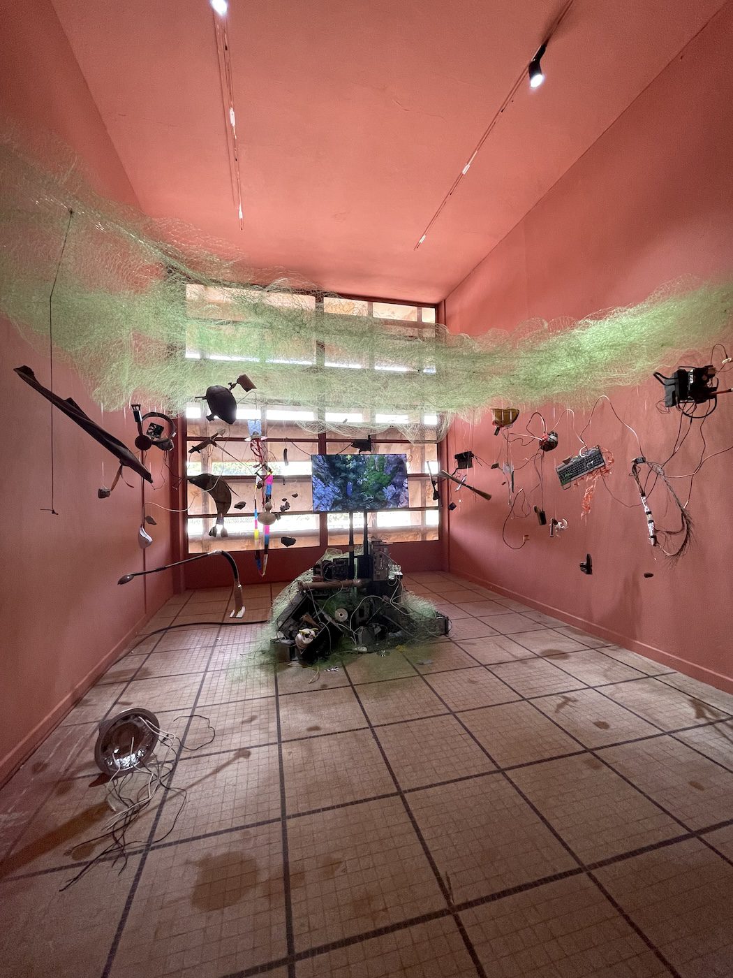 Work by Lo-Def Film Factory &amp; Dzata at Ancien Palais de Justice. Installation View of 15th Dakar Biennale. Photo: Khady | Senegalese Twisted.