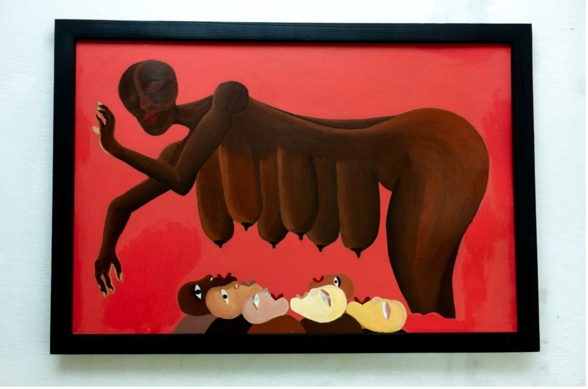 Yaki (Ana Raquel Machava), Sem título, 2. Acrylic on canvas, 120 cm x 80 cm (each). Photo: Lorna Zita