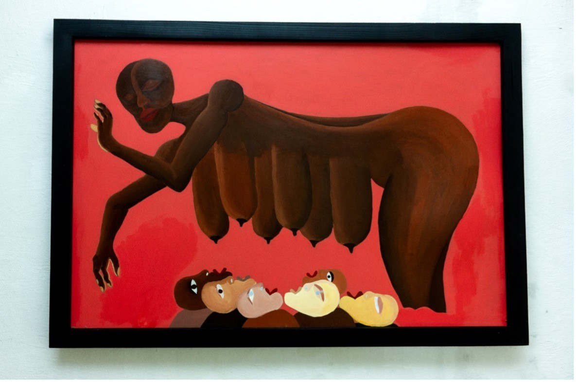 Yaki (Ana Raquel Machava), Sem título, 2. Acrylic on canvas, 120 cm x 80 cm (each). Photo: Lorna Zita