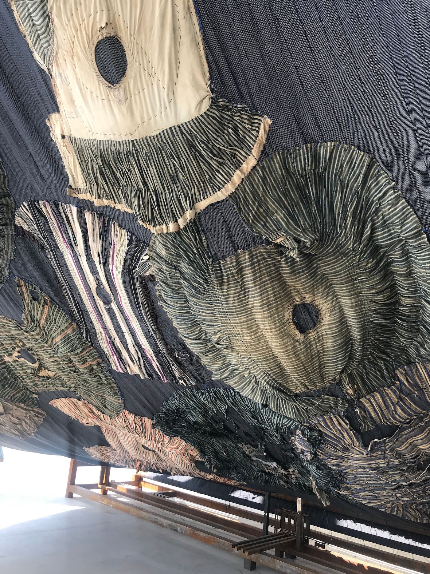 Ibrahim Mahama. Installation view at Sharjah Biennial 15. Photo: C&amp;.