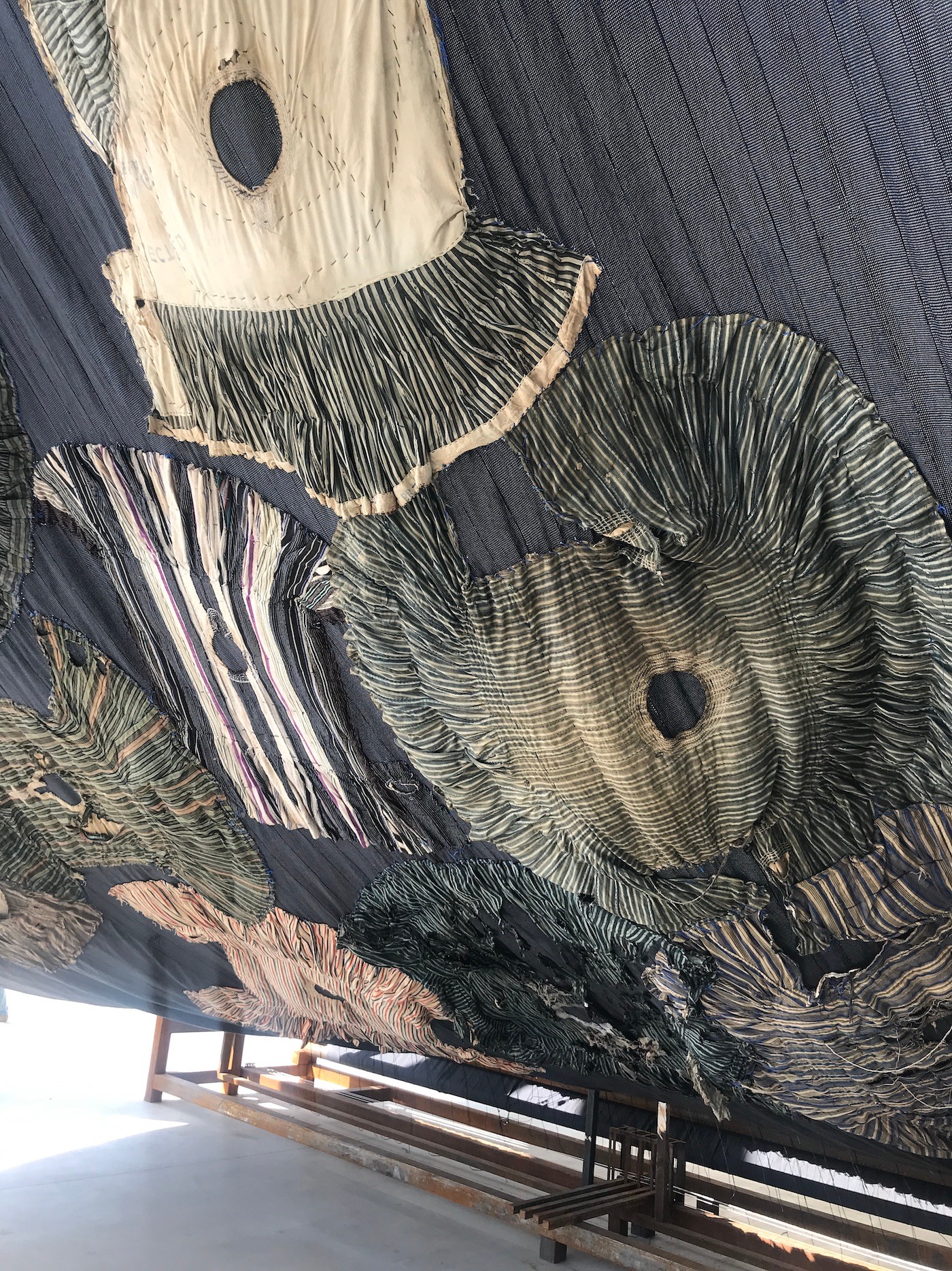 Ibrahim Mahama. Installation view at Sharjah Biennial 15. Photo: C&.