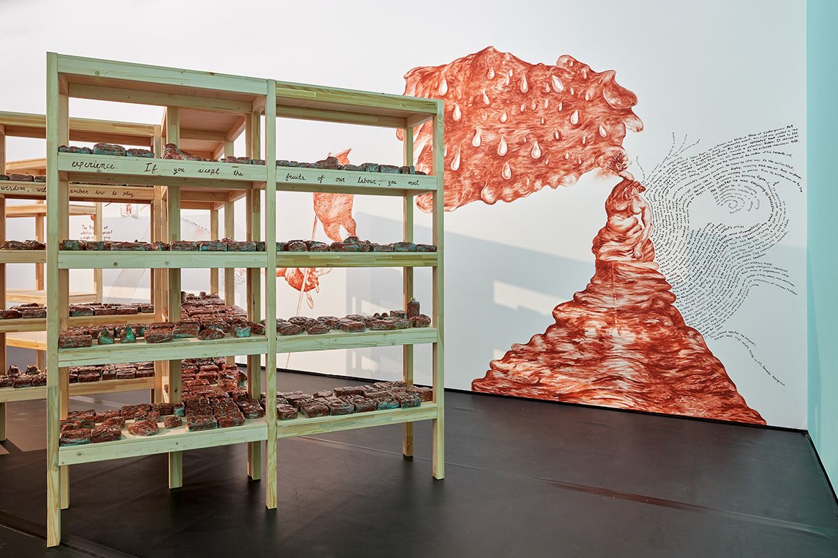 Installation view HERE AND NOW at Museum Ludwig. Anti- colonial Interventions, Museum Ludwig, Cologne 2022. Photo: Rheinisches Bildarchiv, Cologne/Benita Ruster.