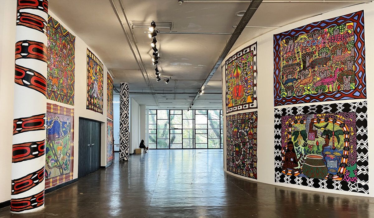 Installation view of Collective Mahku - Movimento de Artistas Huni Kuin. Comissioned by Fundação Bienal de São Paulo for the 35th Bienal.