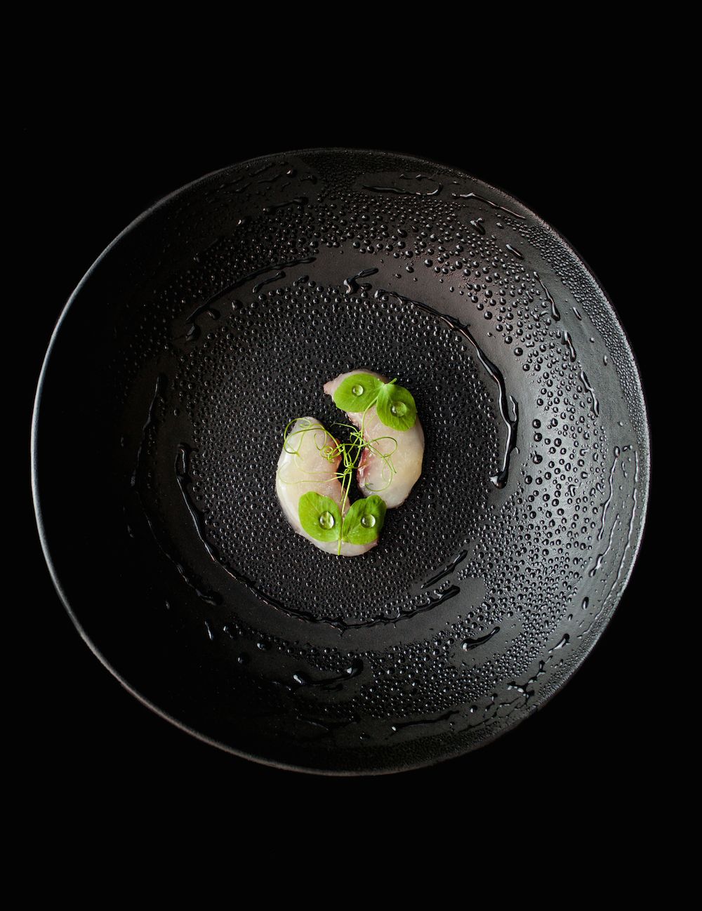 Fish, water quiche, güesgüin, copoazú, pea. Courtesy of Resturante Leo.