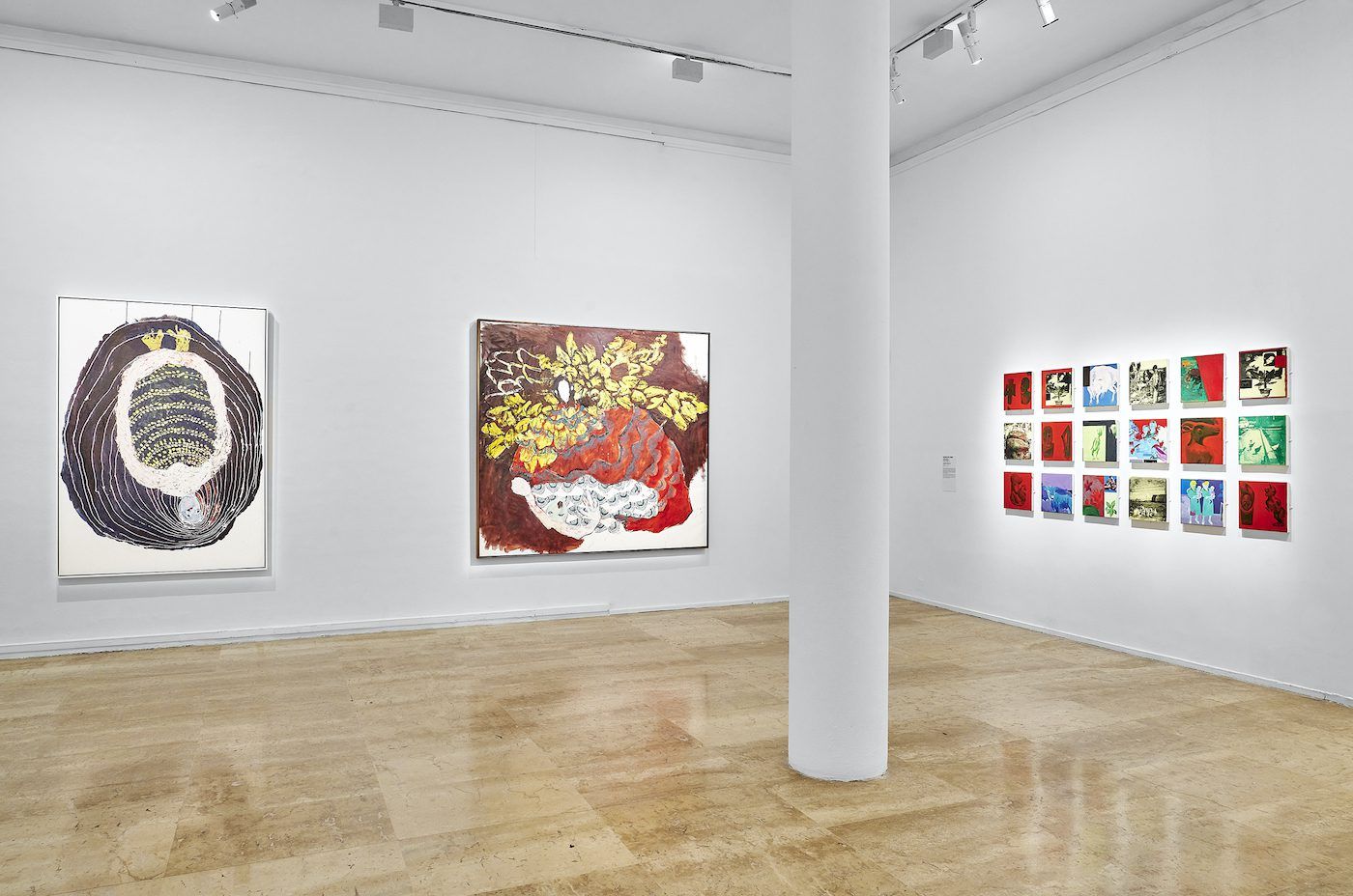 Portia Zvavahera (left, center); Kudzanai-Violet Hwami (right). “The Power Of My Hands”, Musée d’Art Moderne de la ville de Paris, 2021. Photo: Pierre Antoine