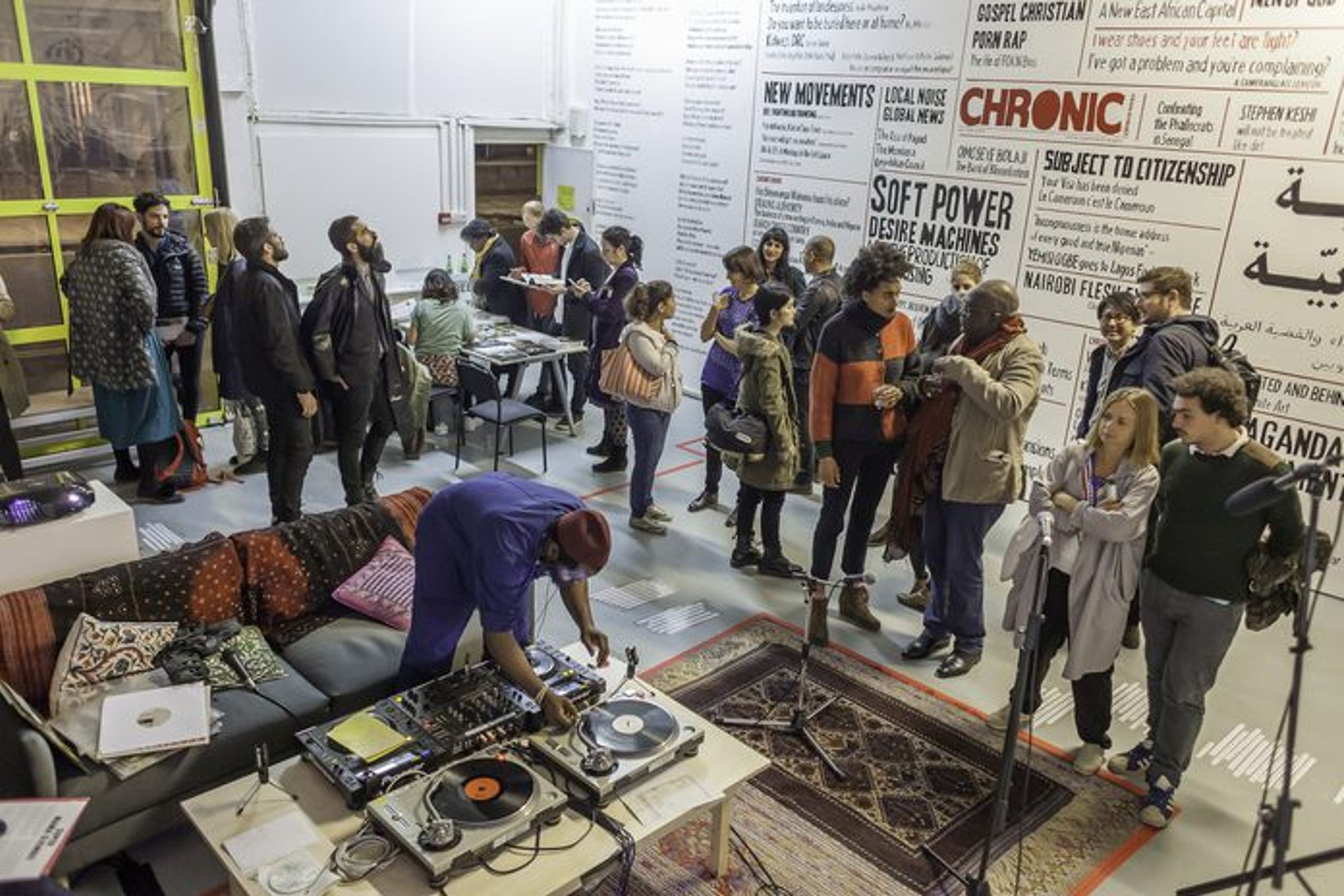 Preview of The Chimurenga Library at The Showroom, London 2015 Photo: Dan Weill. Courtesy Chimurenga, The Otolith Collective and The Showroom.