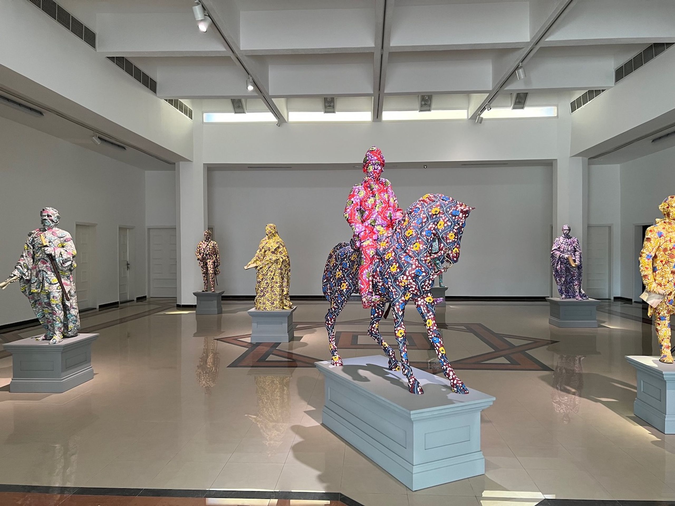 Yinka Shonibare CBE, Decolonised Structures, 2022. Installation view at Sharjah Biennial 15. Photo: C&.