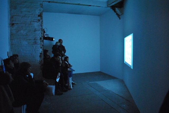 The Embassy, view on video projection by Filippa César © Photo Chiara Cartuccia, 2014