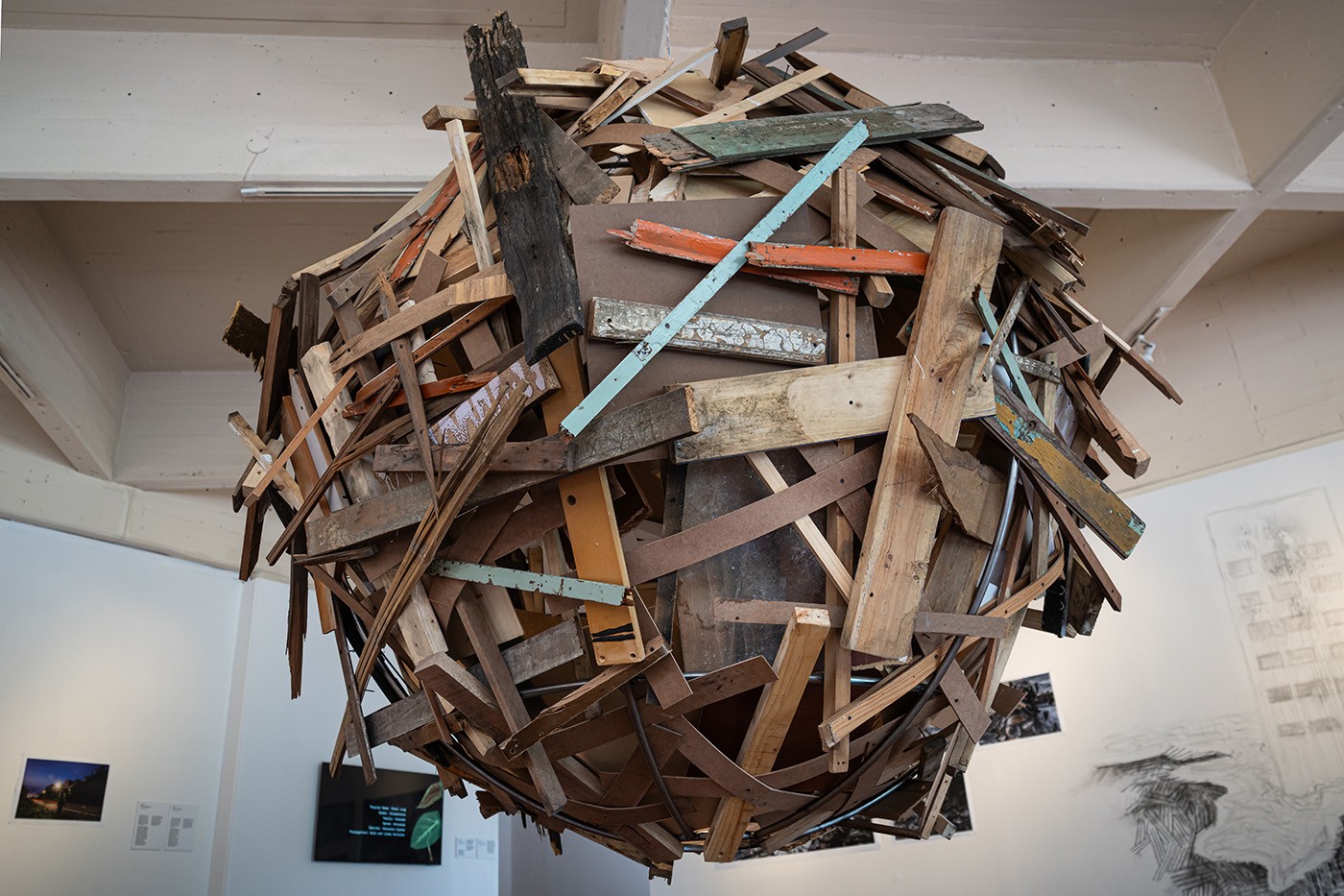 Installation view of Memórias de Alagamento by Uýra, at the Museum of Modern Art in Bogotá. Photo: Juan Yaruro. Courtesy of MAMBO.
