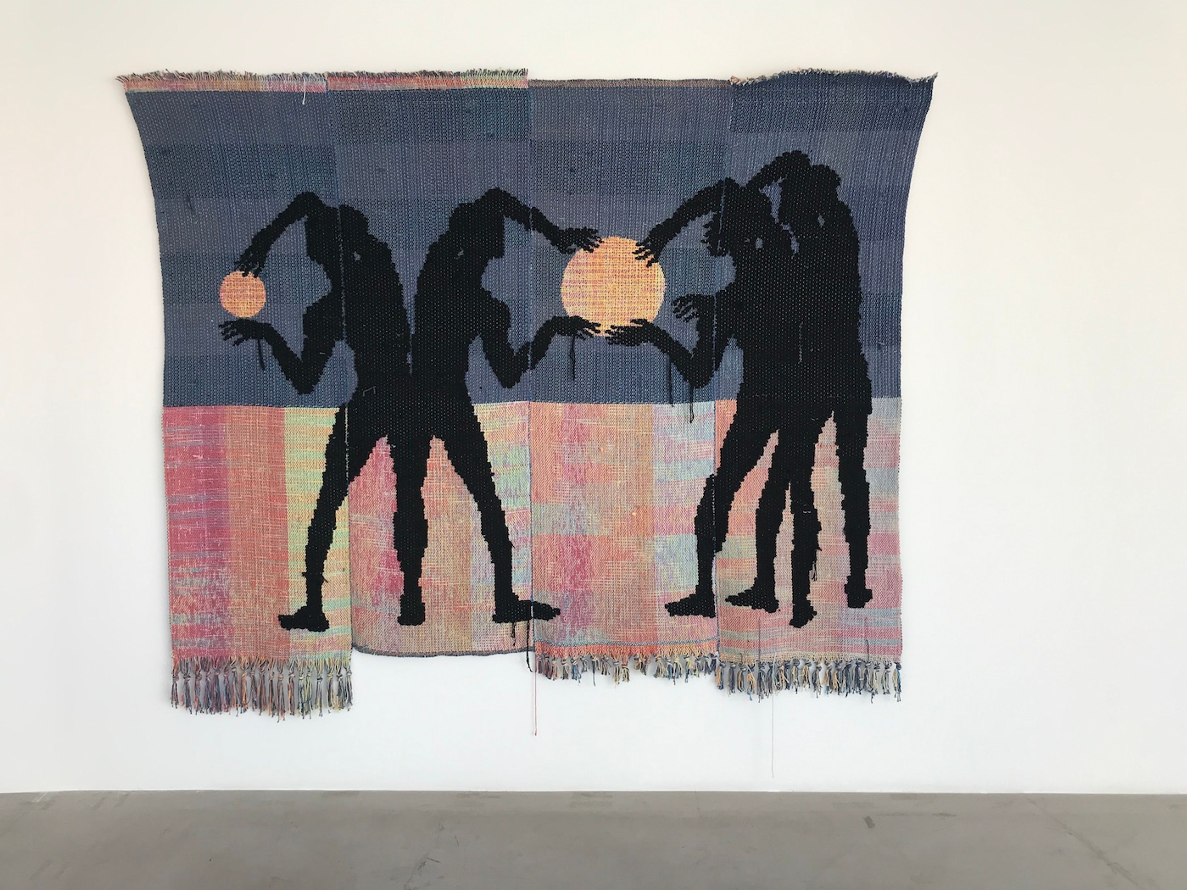 Diedrick Brackens, The warmth of other suns, 2022. Installation view at Sharjah Biennial 15. Photo: C&amp;.