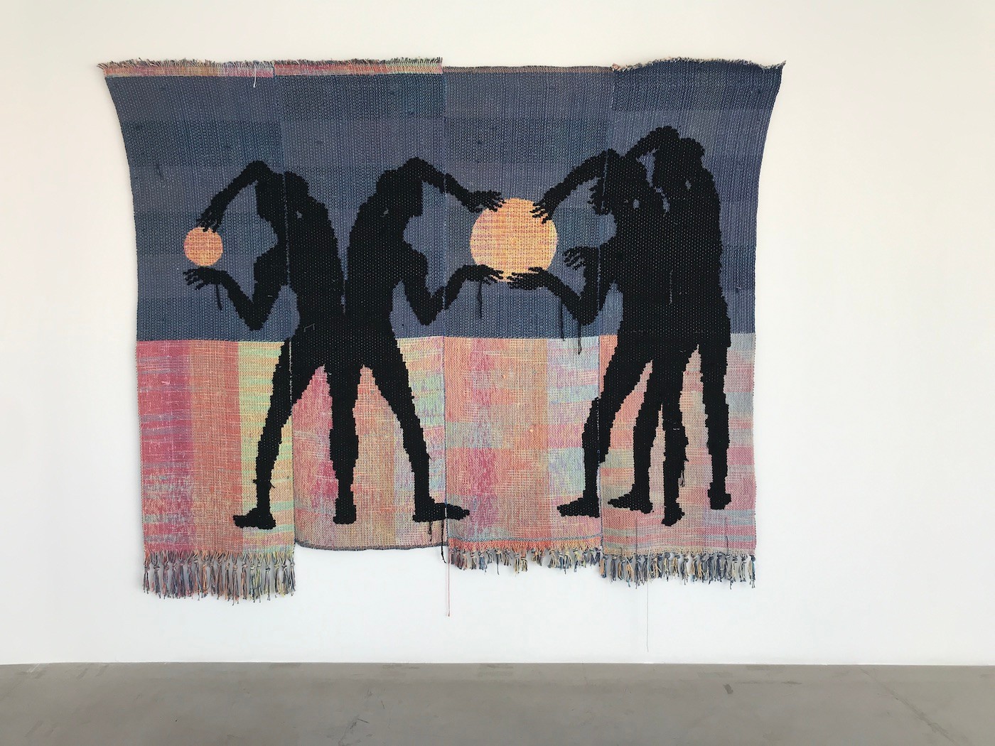 Diedrick Brackens, The warmth of other suns, 2022. Installation view at Sharjah Biennial 15. Photo: C&.