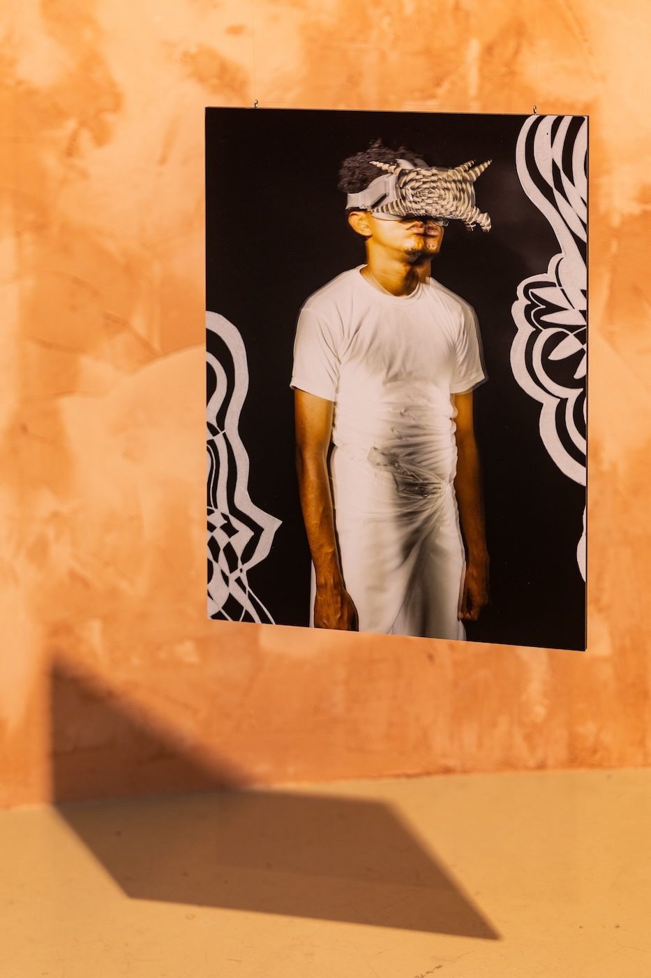 Installation view of Atelophobia (2024) by Mustafa Saeed from the exhibition The Anarchist Citizenship – People Made of Stories (2024) at Framer Framed, Amsterdam. Photo: Maarten Nauw. Courtesy of Framer Framed.