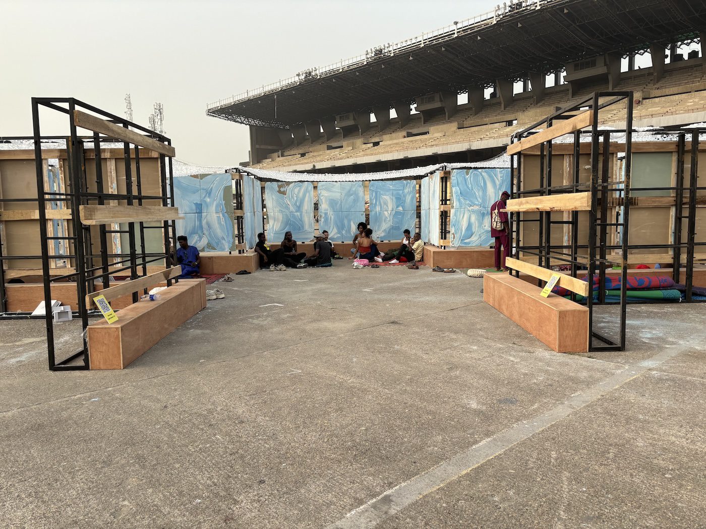 Deniz Bedir, Tas,lik Kahvesi, 2024.Installation view of Lagos Biennale 2024 at Tafawa Balewa Square. Photo: Sinazo Chiya