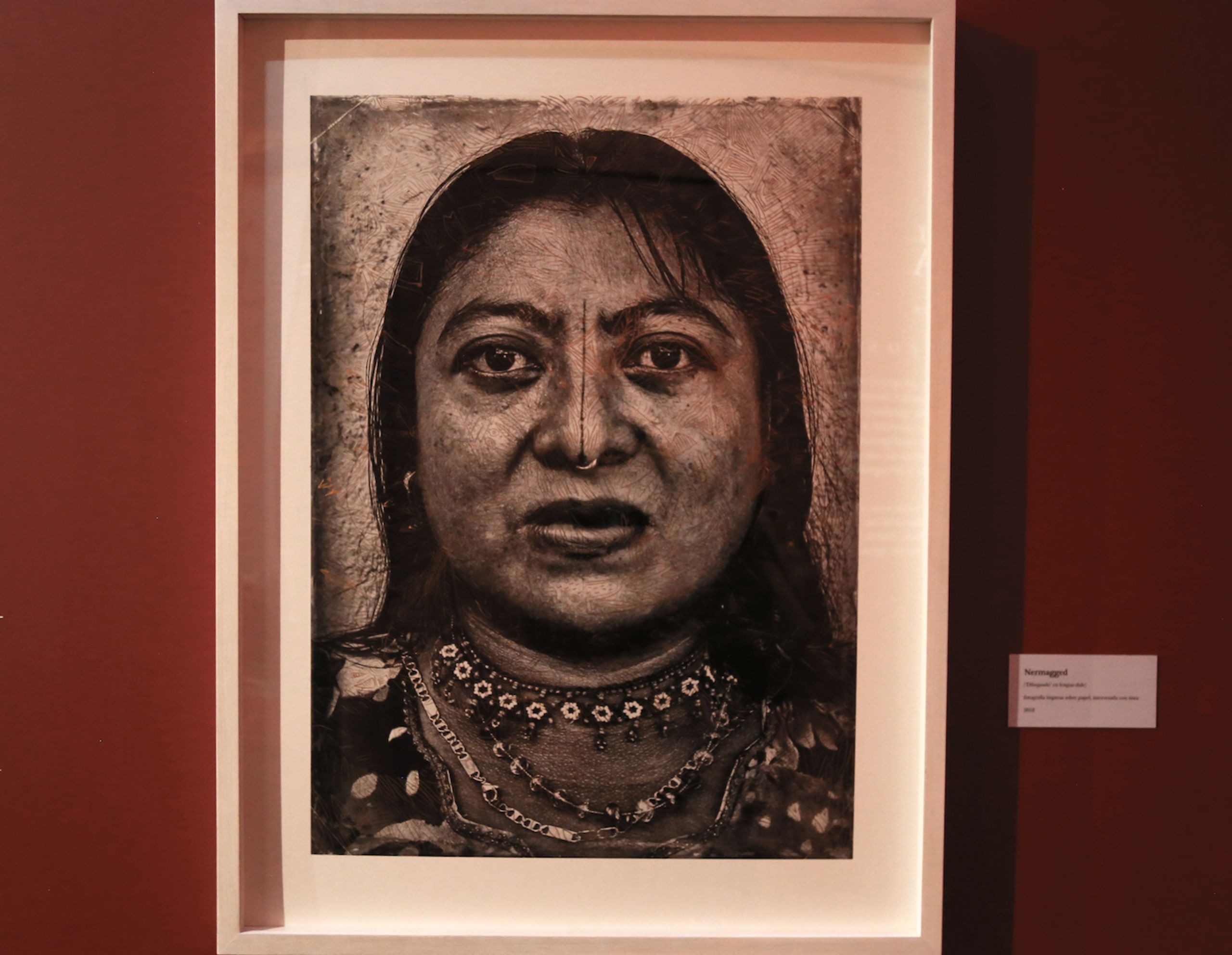 Nermagged ("Drawing” in Dule language). Printed photograph on paper, mixed techniques, 2018. Photo: Ana Luisa González.