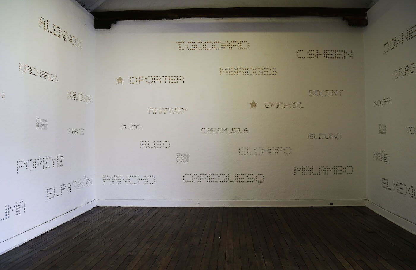 Miguel Ángel Rojas, The Short Road, 2012. Cuts of coca leaves and dollar bills (detail). Commissioned and produced by the National University of Colombia. Photo: Ana Luisa González.