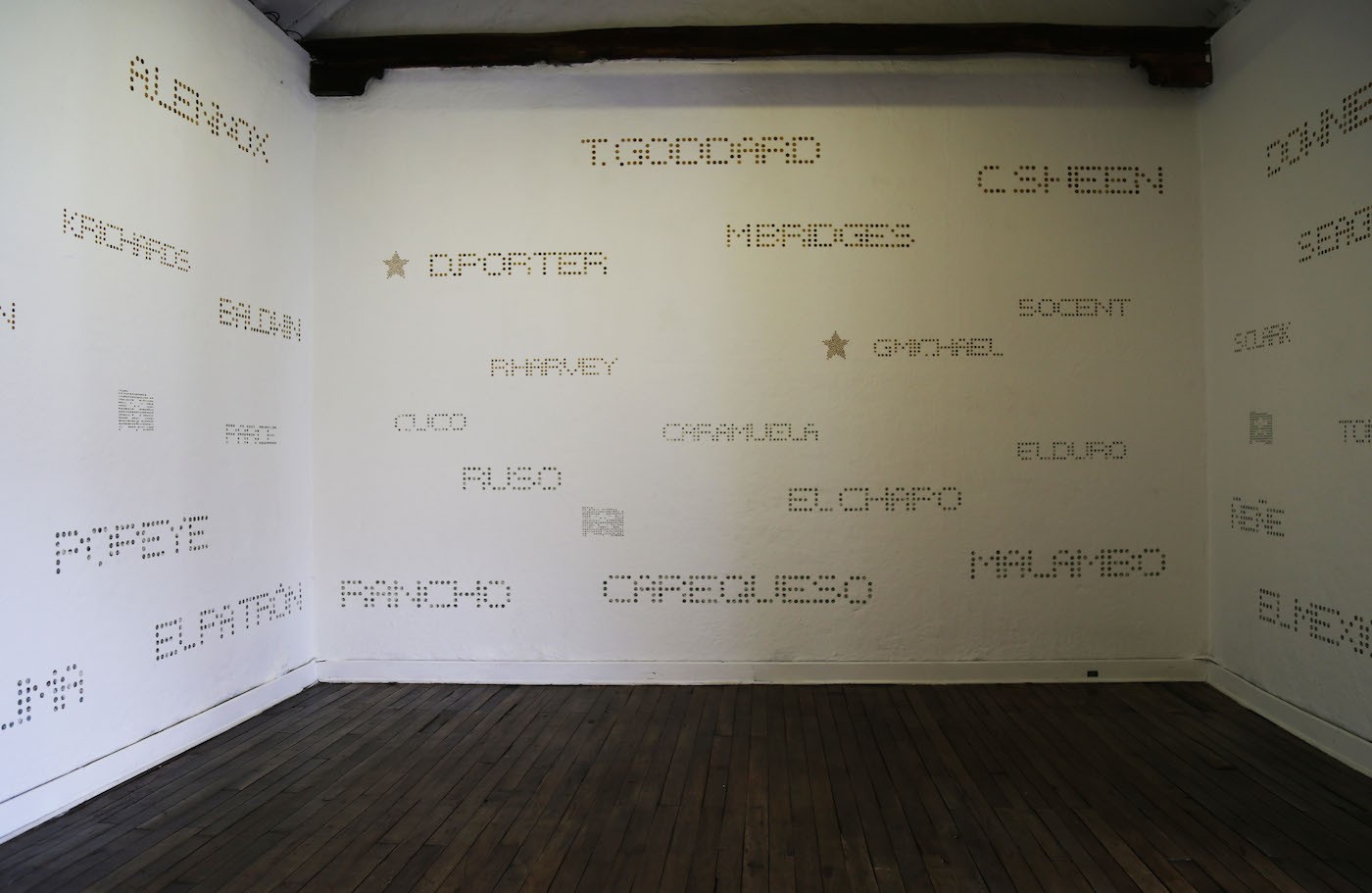 Miguel Ángel Rojas, The Short Road, 2012. Cuts of coca leaves and dollar bills (detail). Commissioned and produced by the National University of Colombia. Photo: Ana Luisa González.